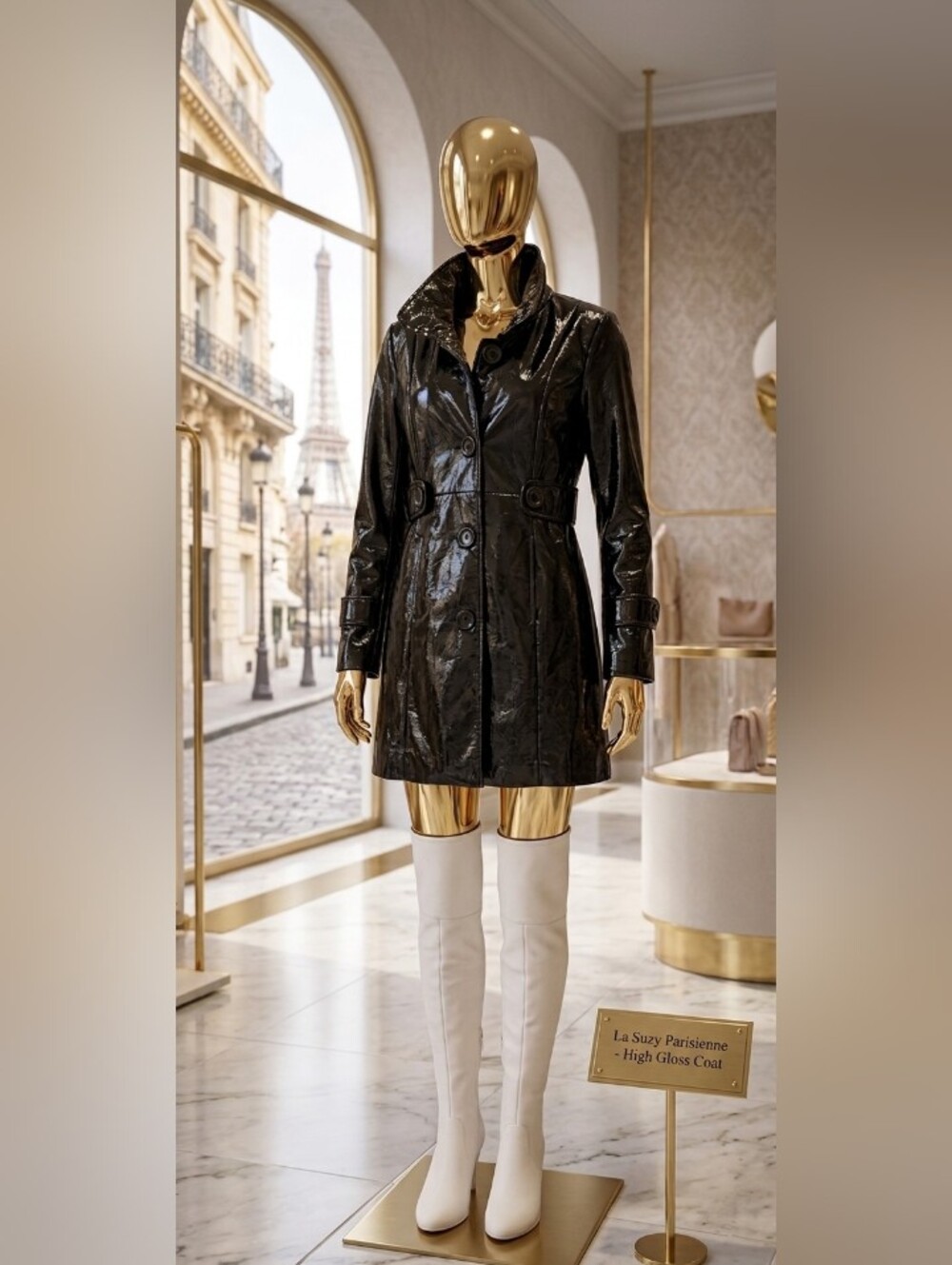 Awesome Black Patent Trench Coat - Women